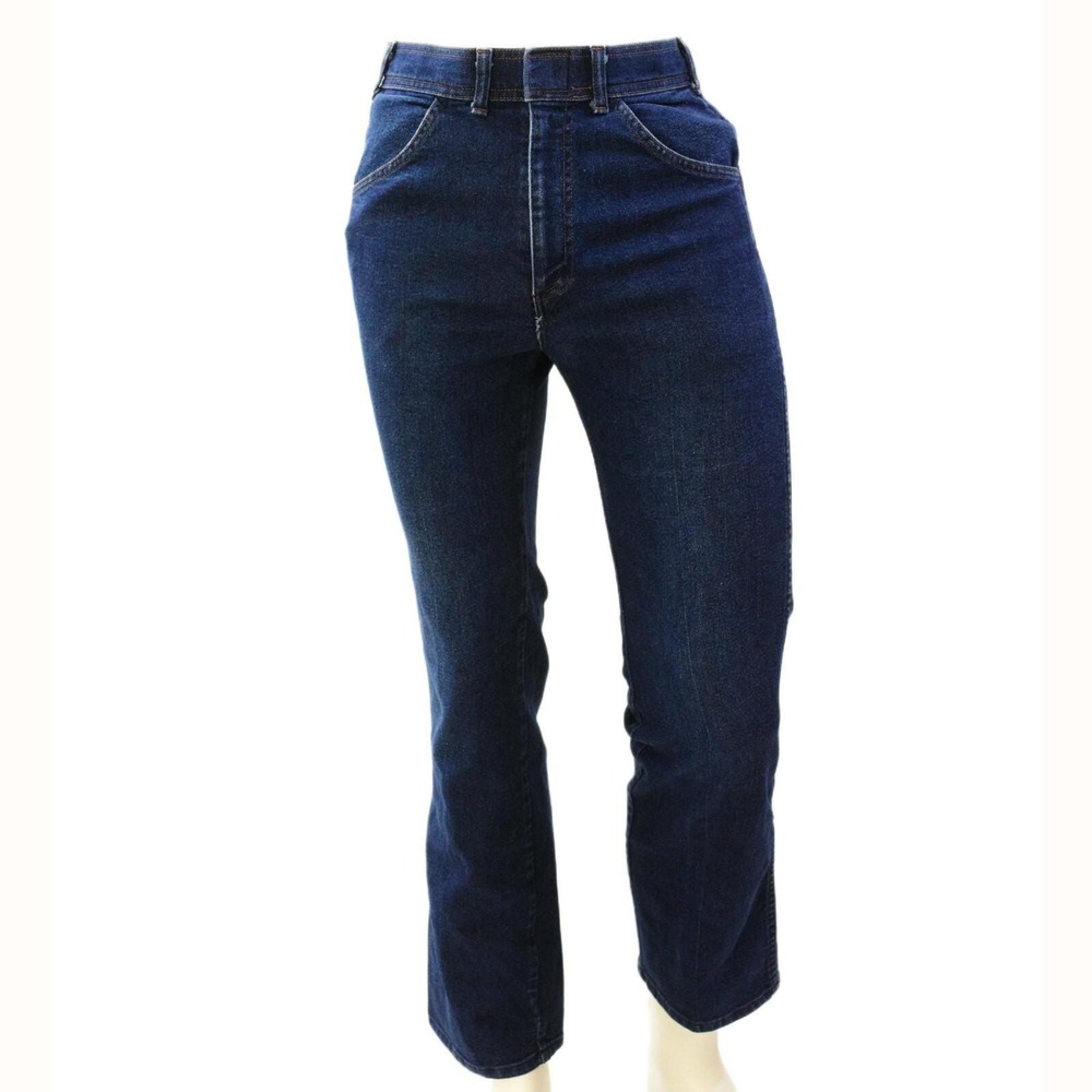 70 Vintage Roadrunner Dark Wash Flare Jeans 32x30 High Waist Stretch Denim